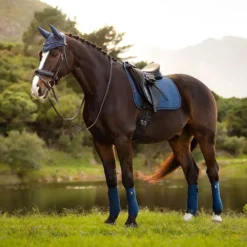 LeMieux Suede Dressage Saddle Pad Atlantic -Weatherbeeta Store it03264 lifestyle suededressagesquare atlantic 5