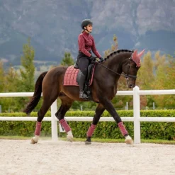 LeMieux Loire Satin Dressage Saddle Pad Orchid -Weatherbeeta Store it03280 lifestyle loireclassicdressagesquare orchid 10