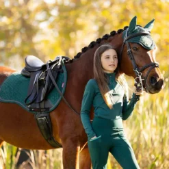 LeMieux Suede GP Saddle Pad Spruce -Weatherbeeta Store it03335 lifestyle youngriderbaselayer spruce 2