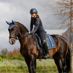 LeMieux Loire Satin Dressage Saddle Pad Atlantic -Weatherbeeta Store it03836 lifestyle loireclassicdressagesquare atlantic 10