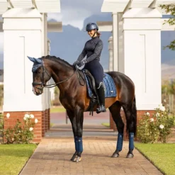 LeMieux Loire Satin Dressage Saddle Pad Atlantic -Weatherbeeta Store it03836 lifestyle loireclassicdressagesquare atlantic 4